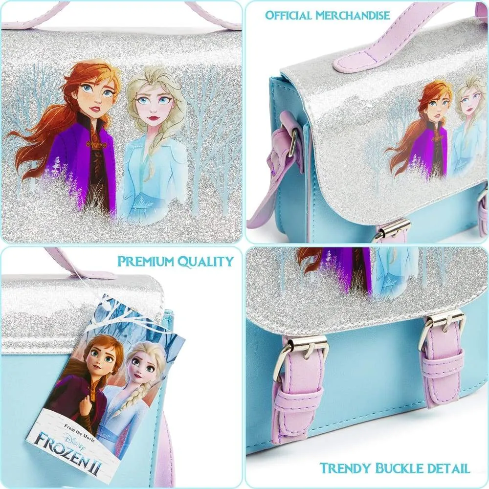 Disney Frozen Handbag, Glitter Satchel Bag with Anna and Elsa, for Girls