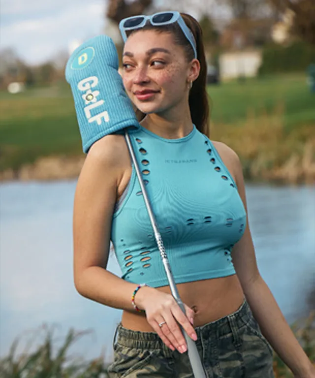 DM Corduroy GOLF Driver Cover Blue