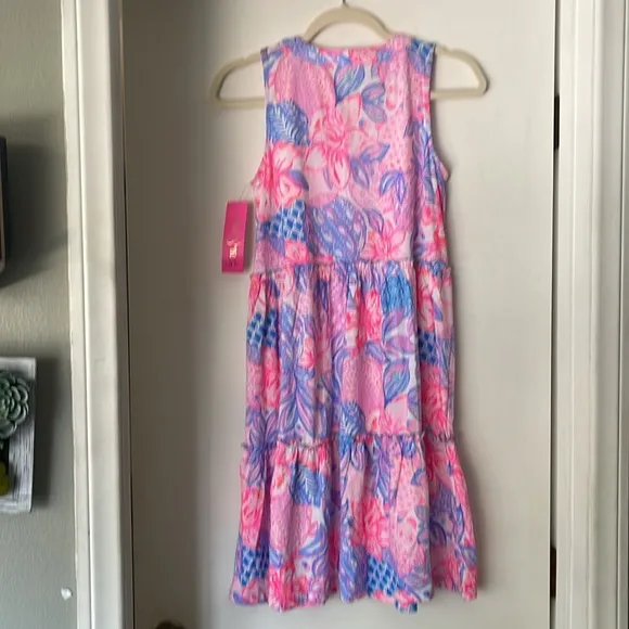 EASTER SALE! NWT Lilly Pulitzer 🔥Lorina V-Neck Ruffle Pink Isle Snappy Turtle