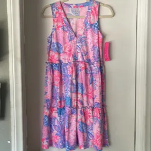 EASTER SALE! NWT Lilly Pulitzer 🔥Lorina V-Neck Ruffle Pink Isle Snappy Turtle