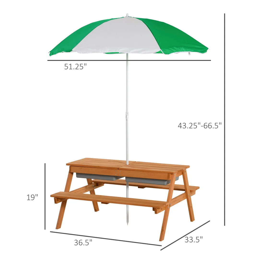 Elazer Kids Solid Wood Rectangular Outdoor Table and Bench Isabelle & Max™