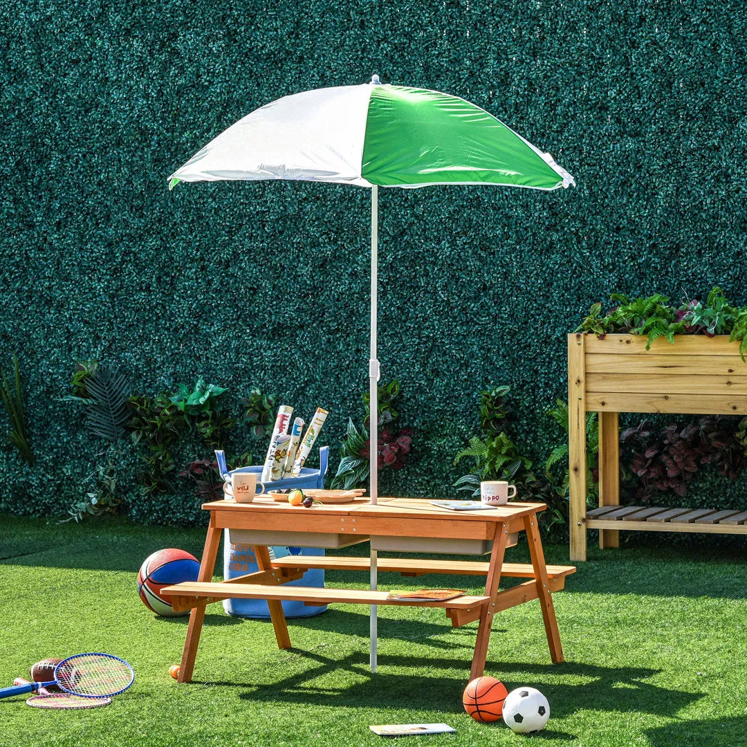 Elazer Kids Solid Wood Rectangular Outdoor Table and Bench Isabelle & Max™