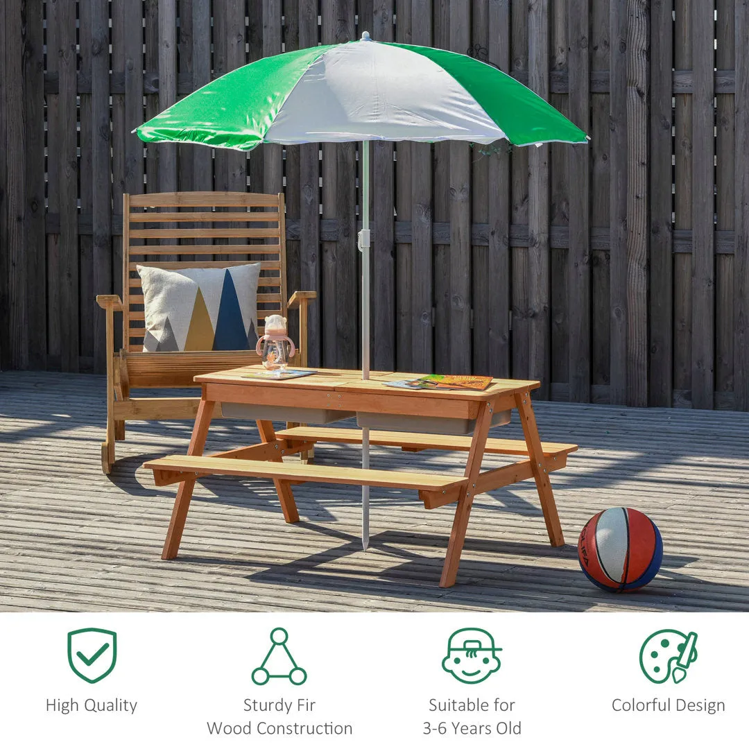 Elazer Kids Solid Wood Rectangular Outdoor Table and Bench Isabelle & Max™