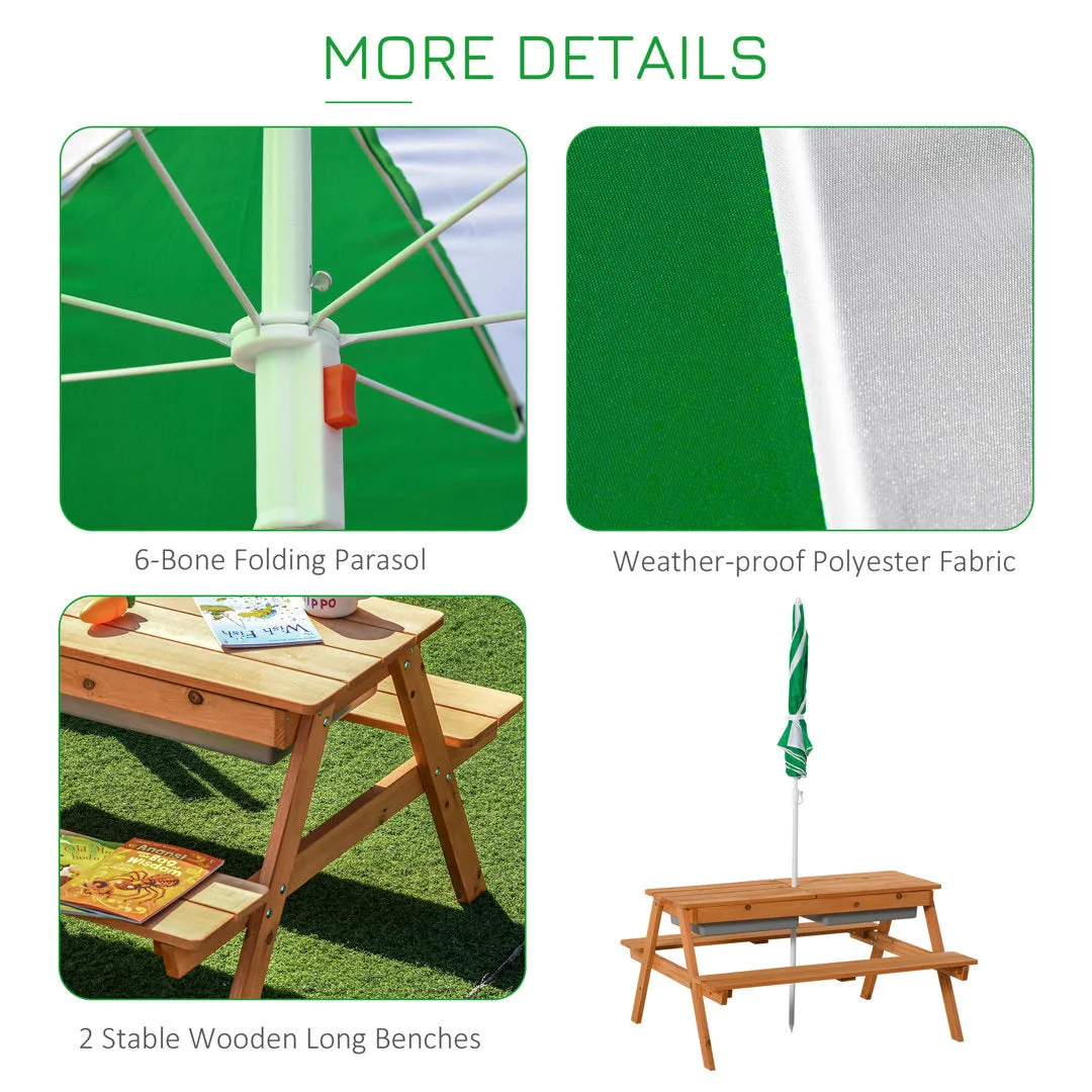 Elazer Kids Solid Wood Rectangular Outdoor Table and Bench Isabelle & Max™