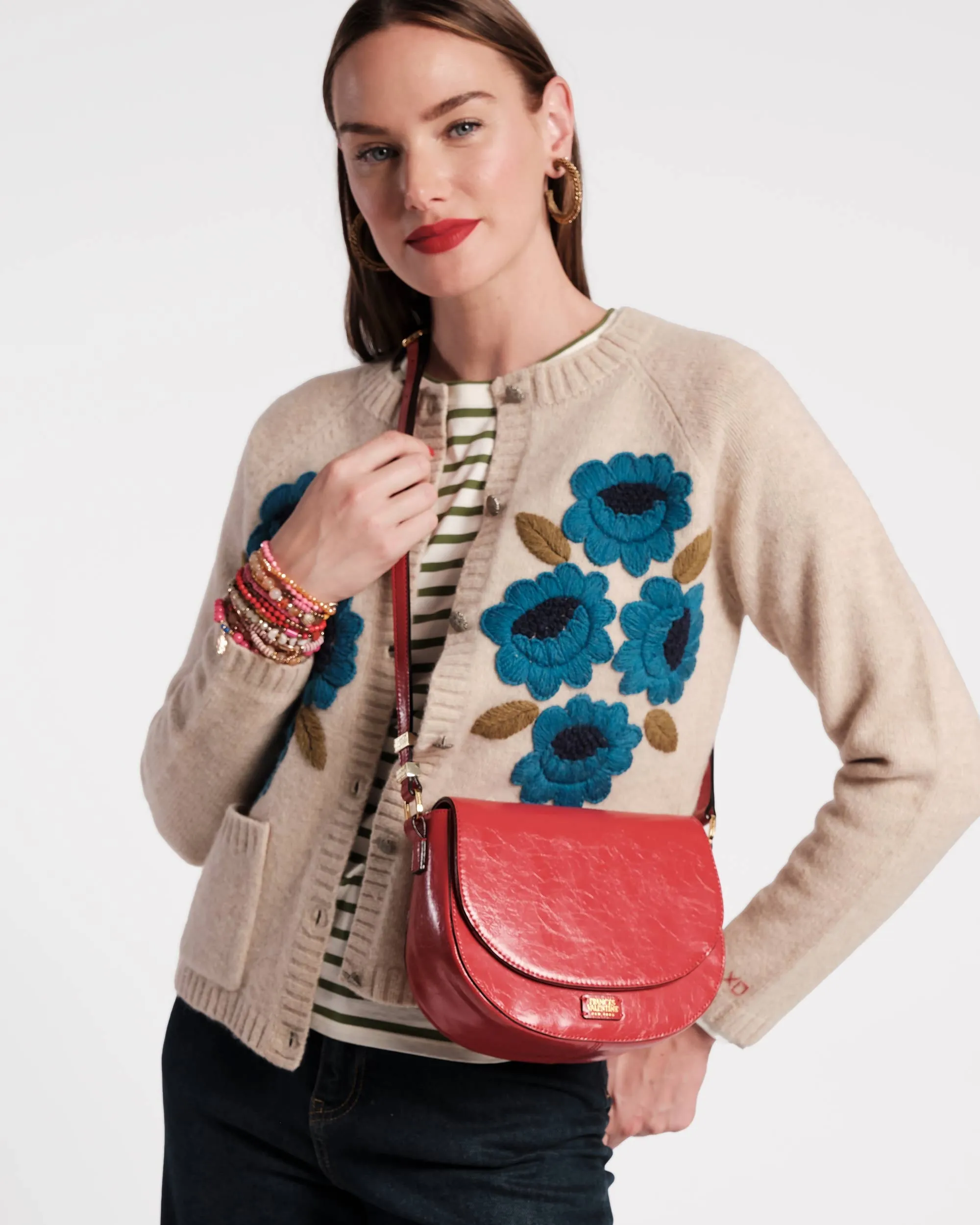 Ellen Saddle Bag - Crinkled Leather Red