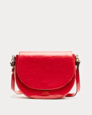 Ellen Saddle Bag - Crinkled Leather Red