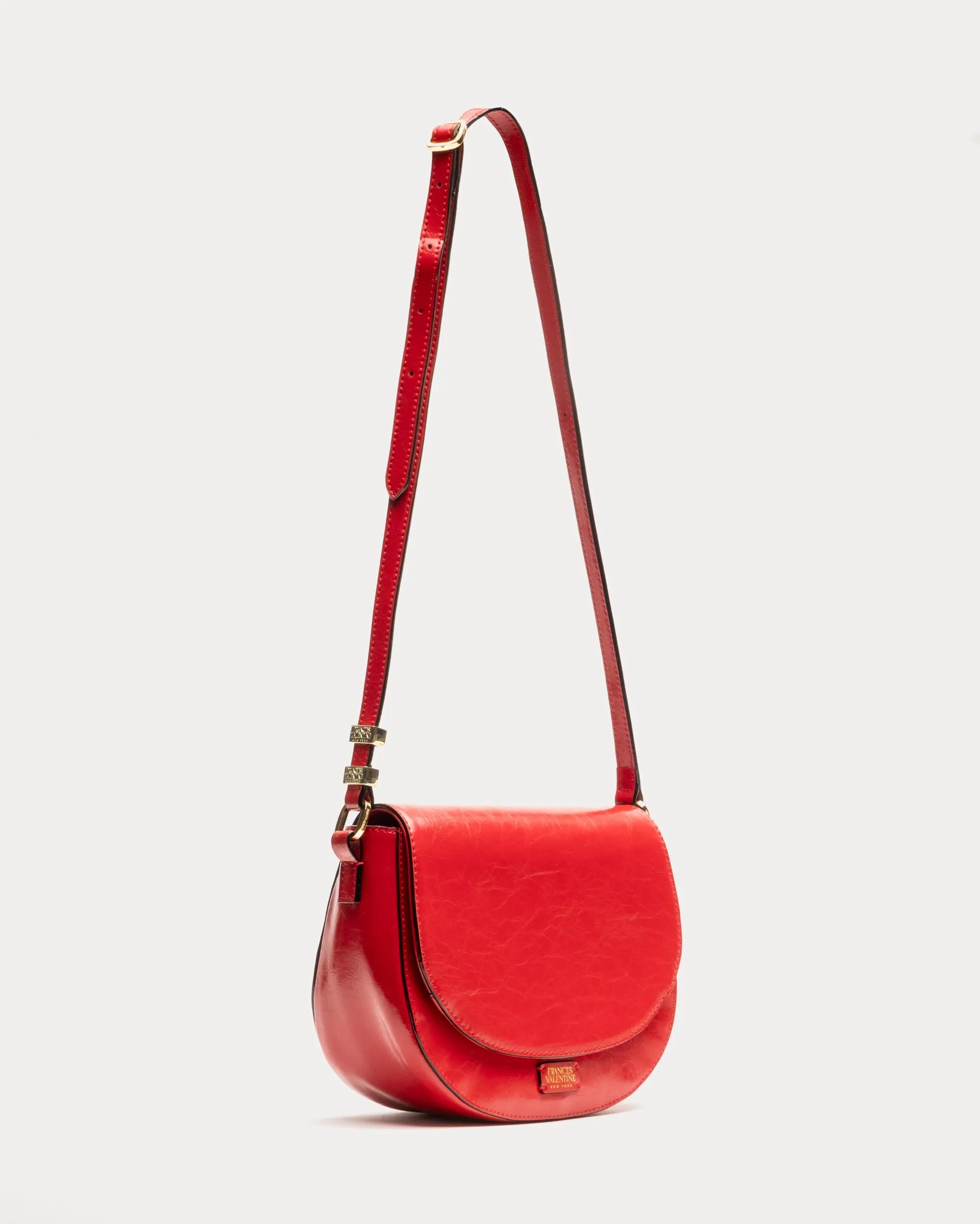 Ellen Saddle Bag - Crinkled Leather Red