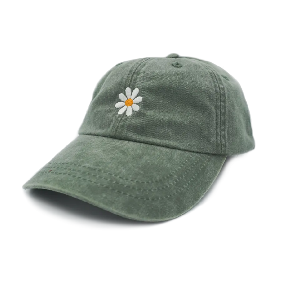 Embroidered Daisy Denim Dad Hat