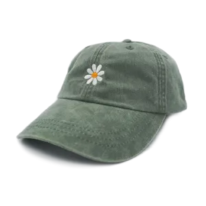 Embroidered Daisy Denim Dad Hat