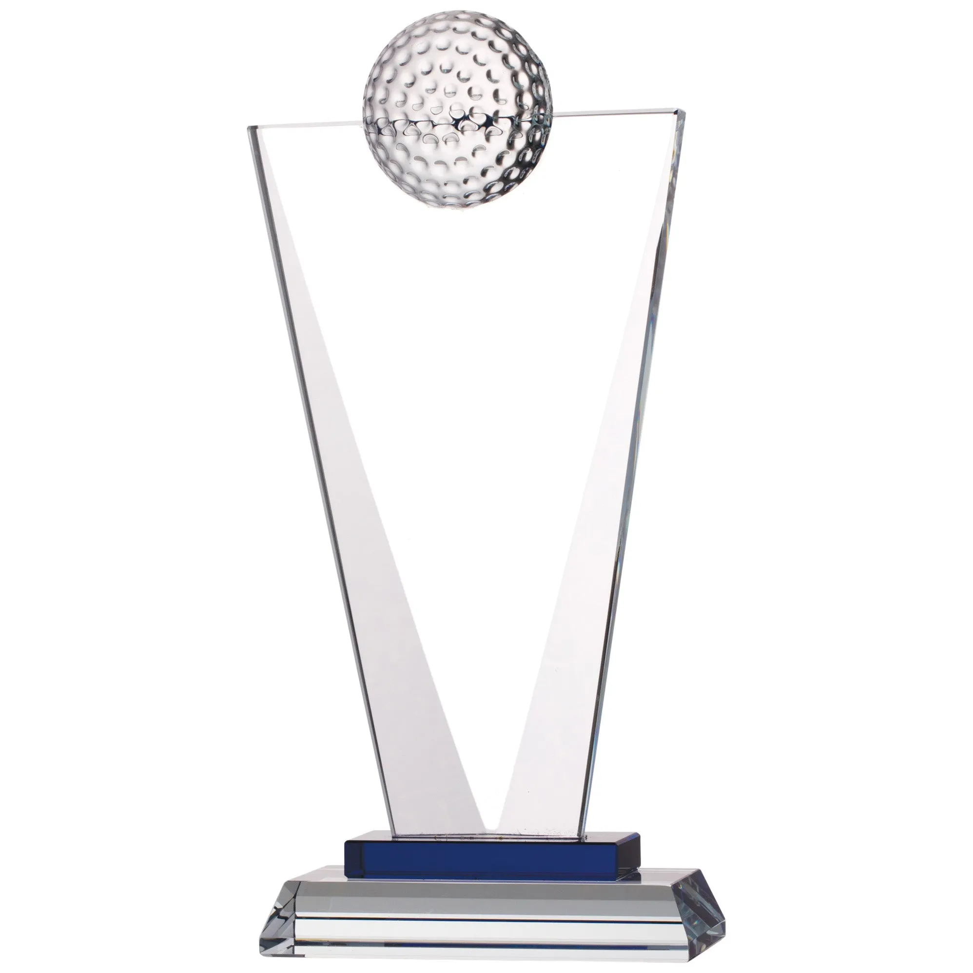 Engraved Triangular Glass Award with Golf Ball