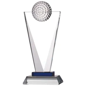 Engraved Triangular Glass Award with Golf Ball