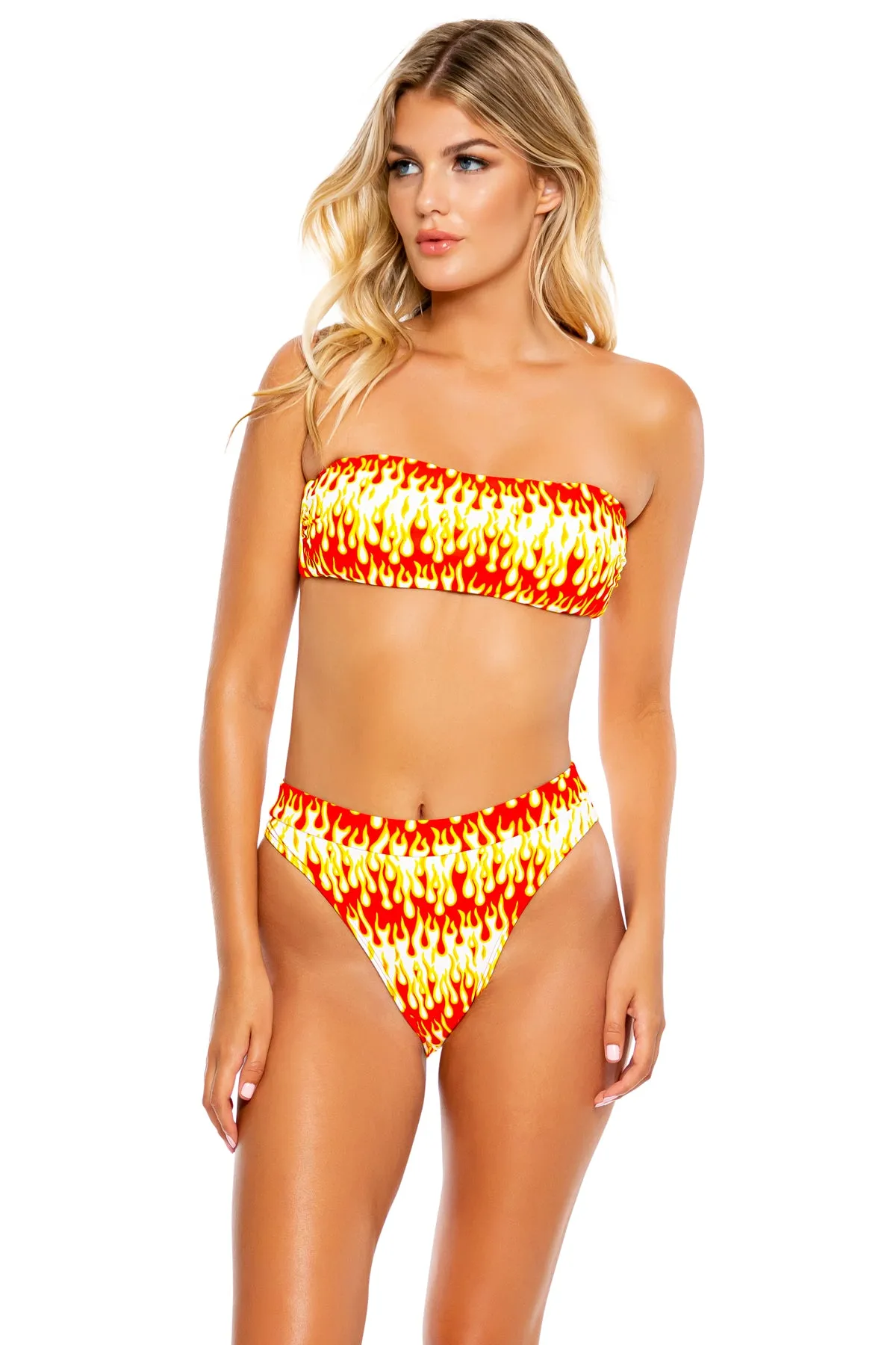 FLAME OF LOVE - Free Form Bandeau & High Leg Banded Waist Bottom • White