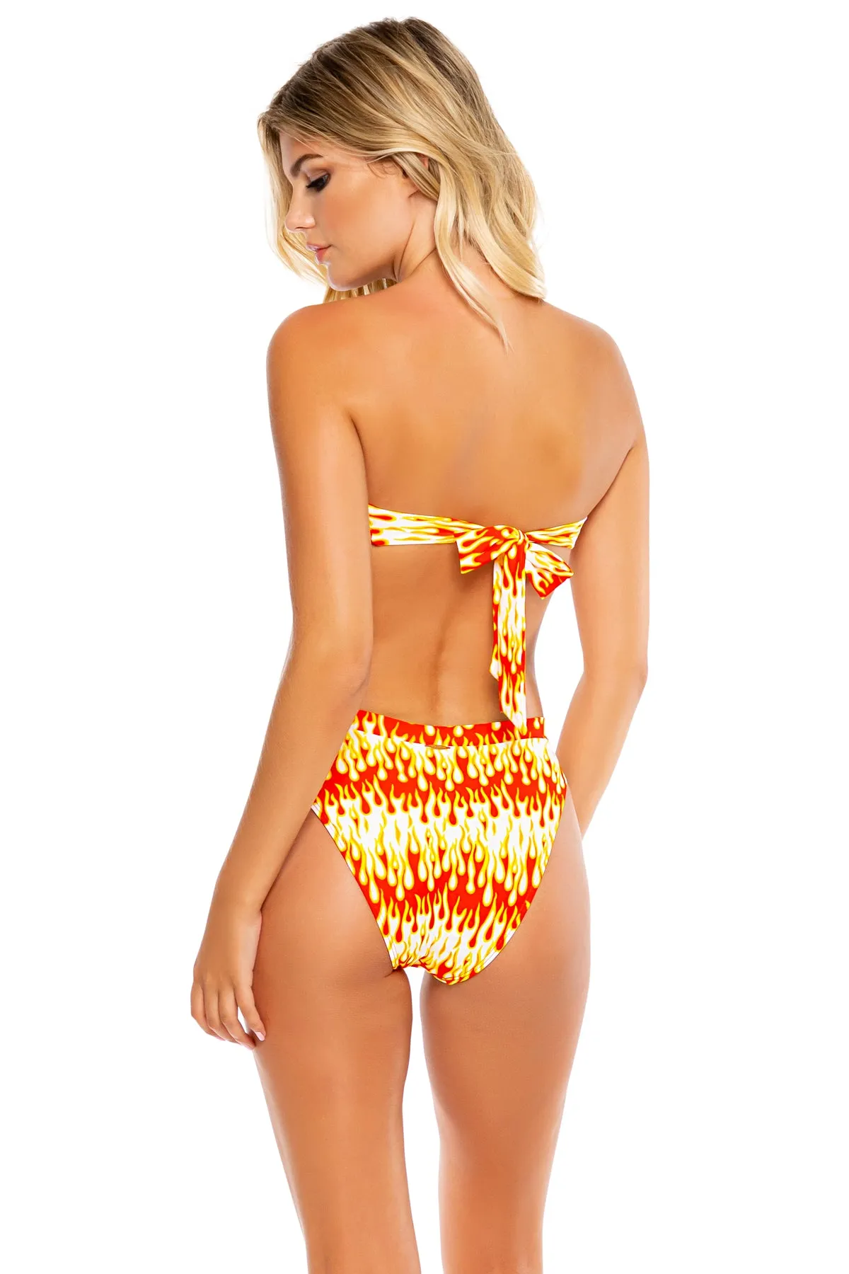 FLAME OF LOVE - Free Form Bandeau & High Leg Banded Waist Bottom • White