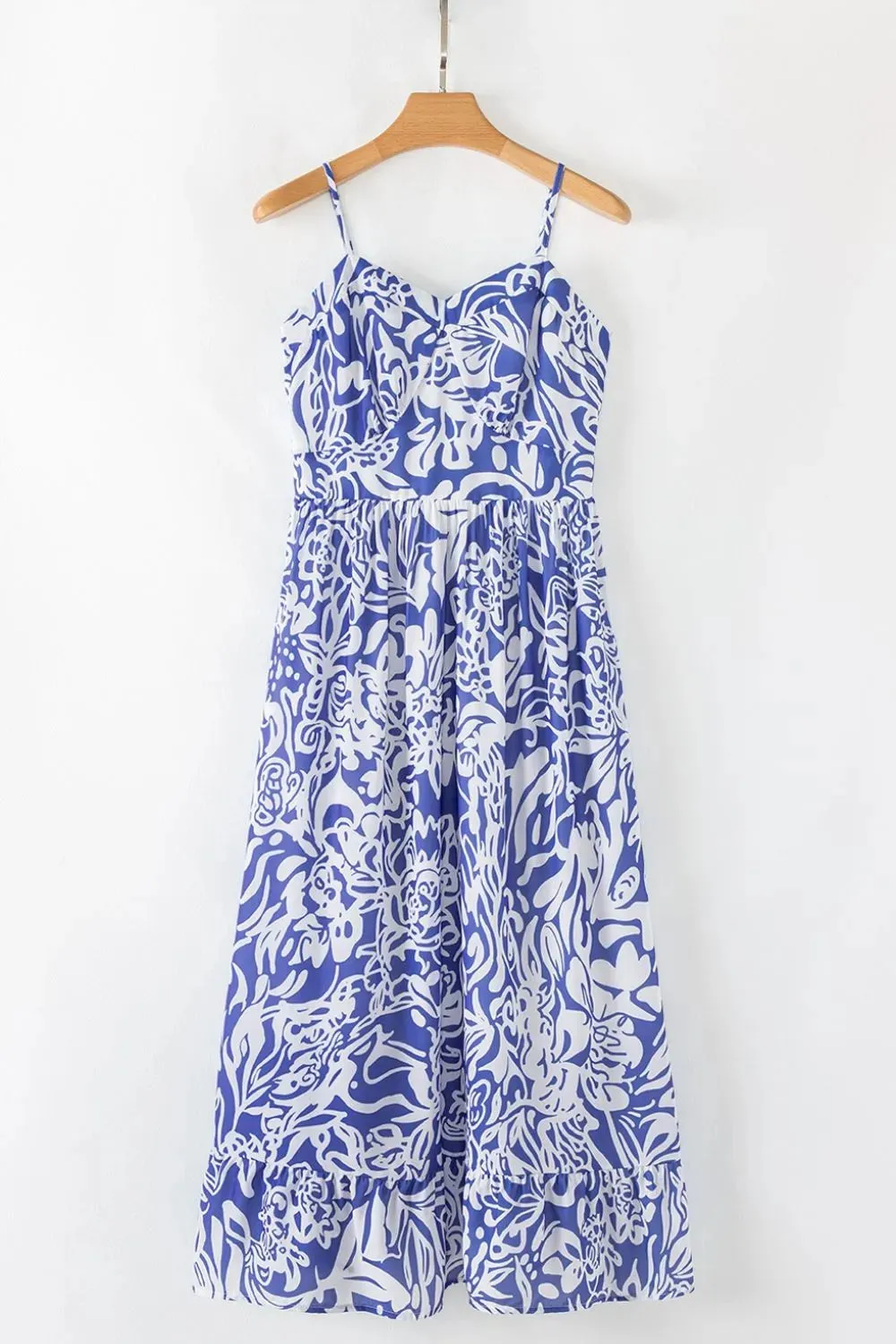 Floral Print Spaghetti Strap High Waist Dress