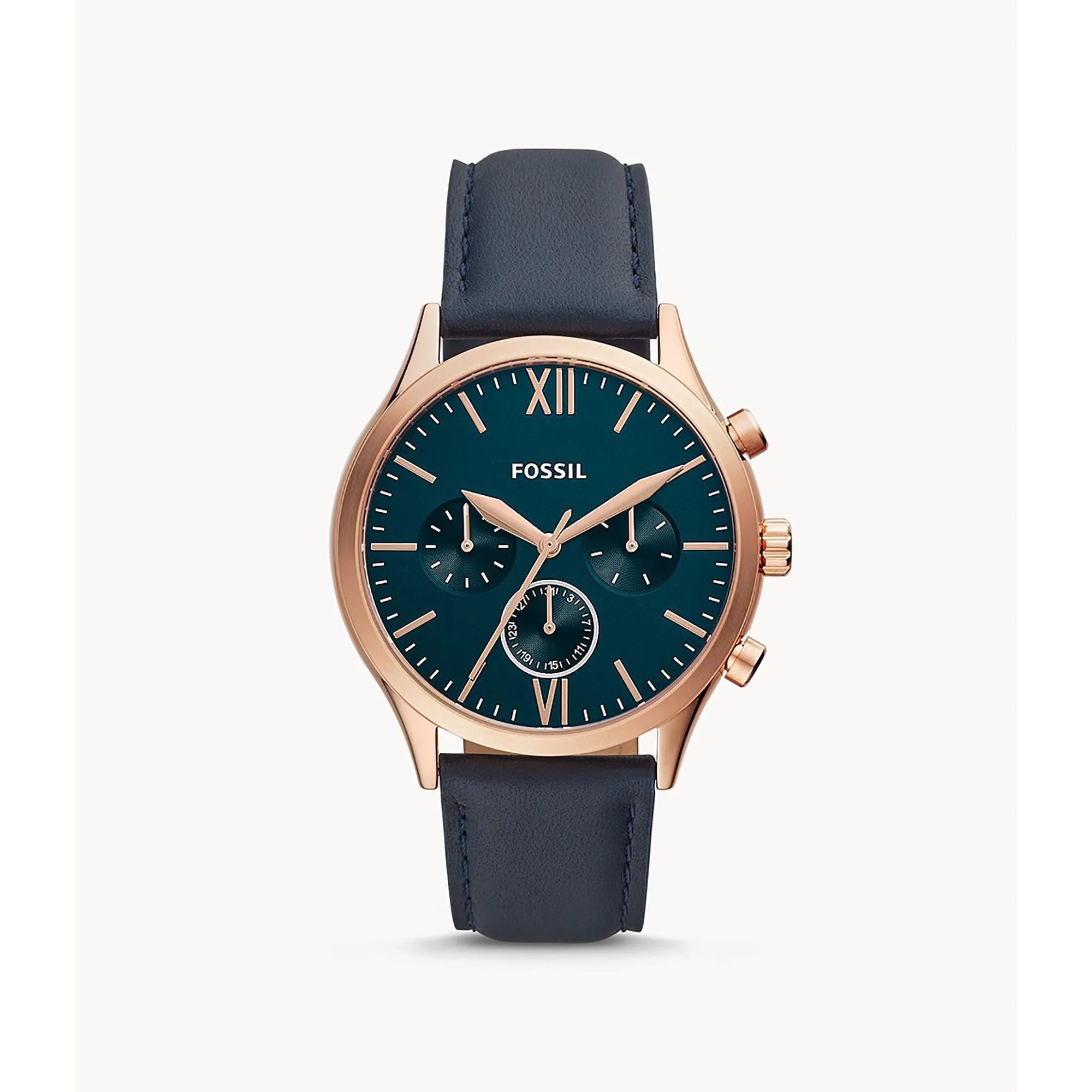 Fossil Analog Men's Watch Gold Plated Leather Strap - BQ2412
