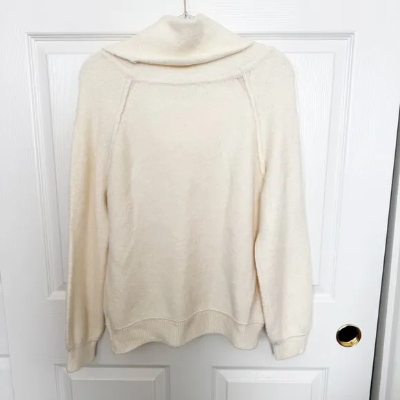 Free People Echo Beach Knit Fold Over Cowl Neck Sweater IVORY