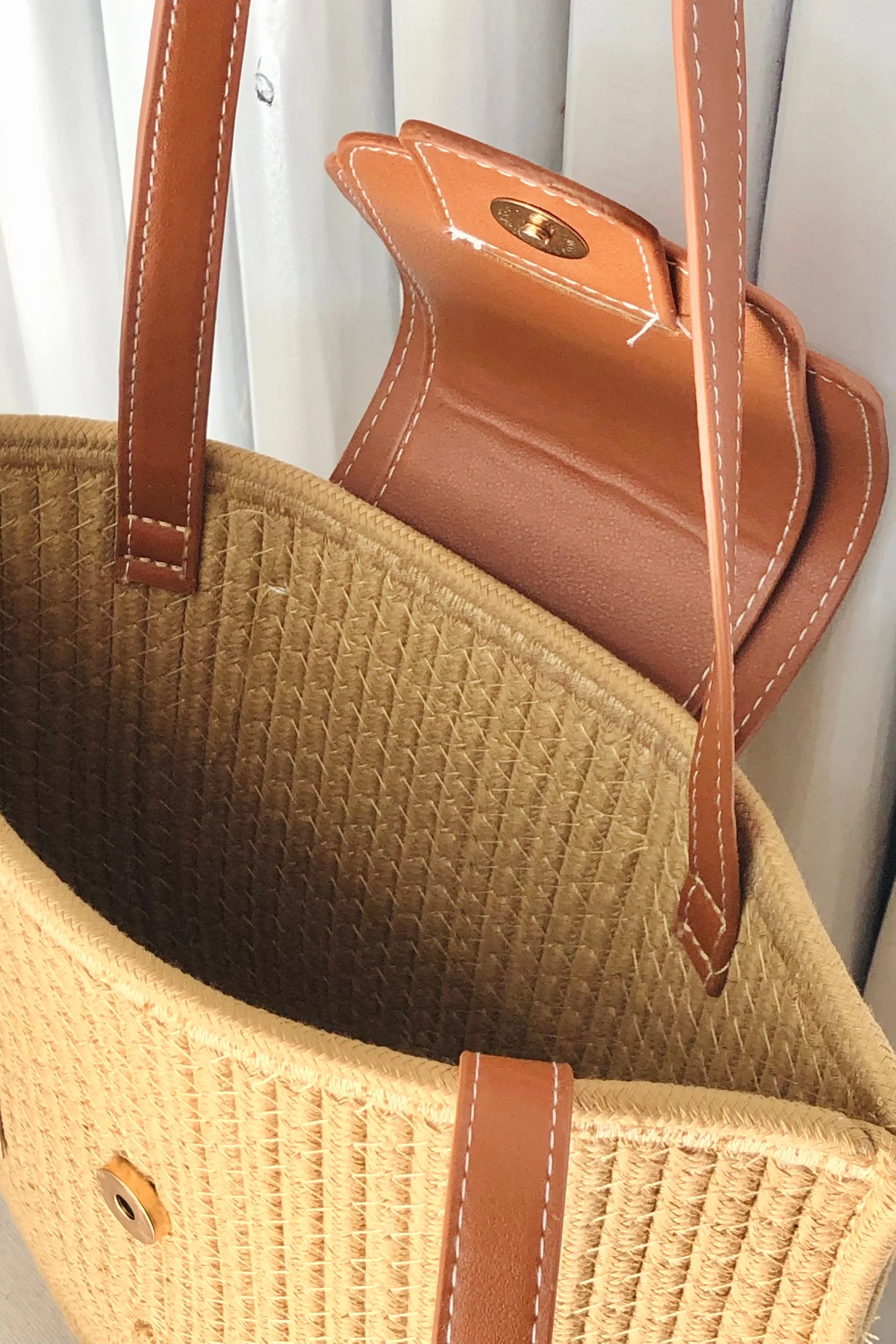 Front Flap Cotton Rope Shoulder Bag