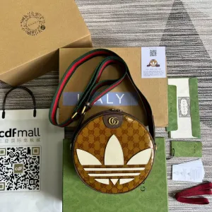 gg x Adidas Ophidia Small Shoulder Bag Brown For Women, Women&#8217;s Bags 8.6in/22cm gg 702640 UVSKT 7268