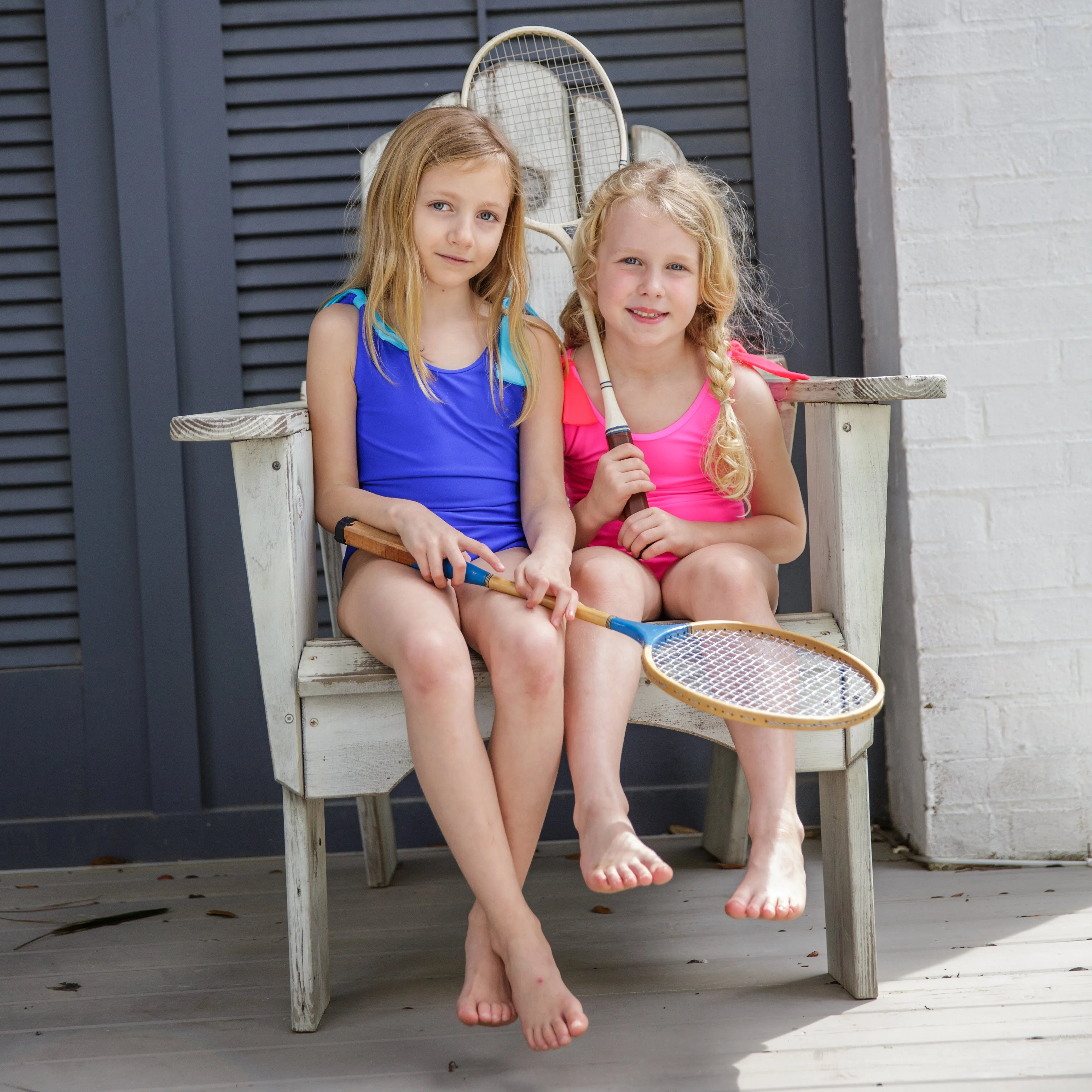 Girl’s Tie-Shoulder One-Piece Swimsuit Cabana Blue   Turquoise