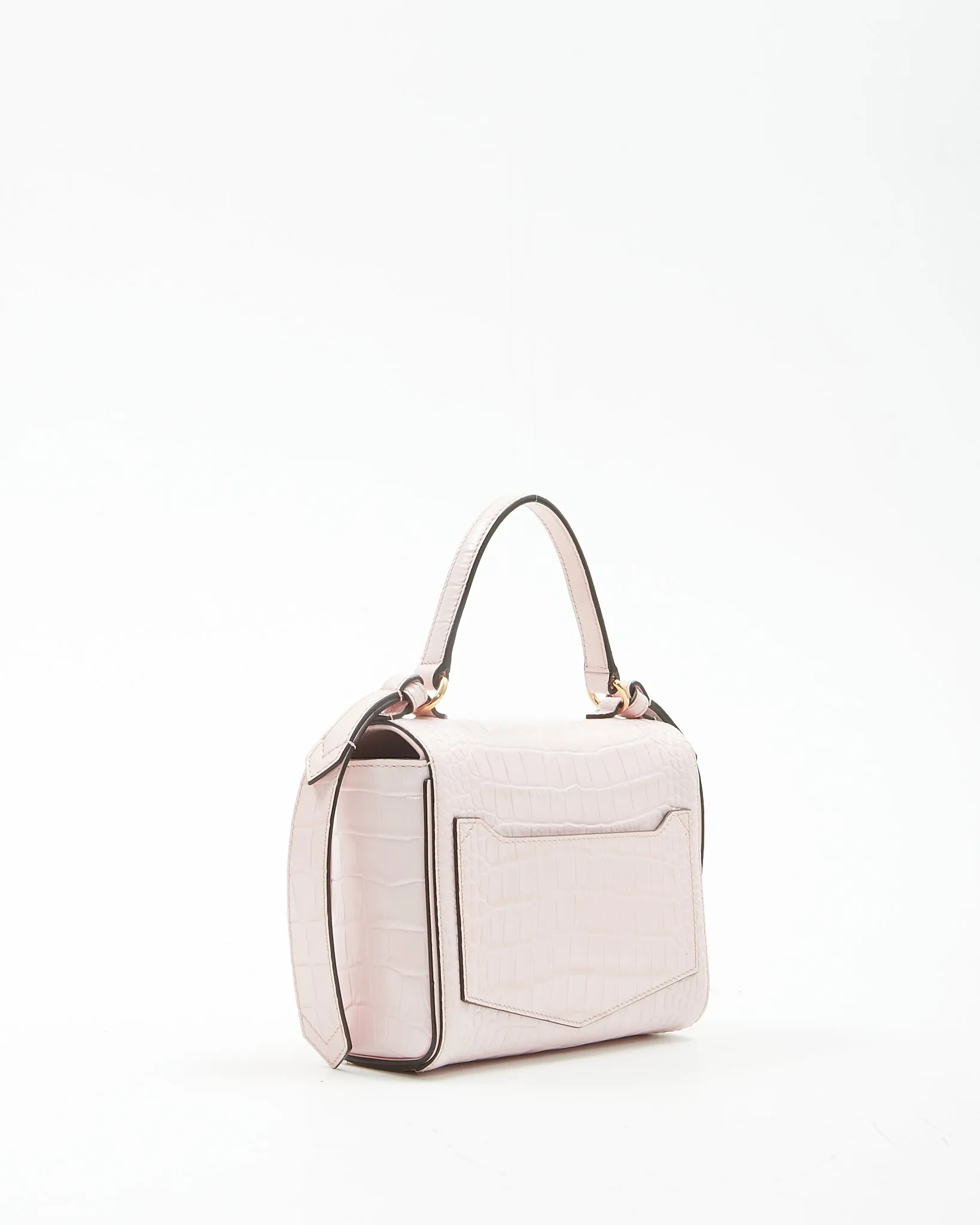 Givenchy Pink Croc Embossed Eden Handle Crossbody Bag