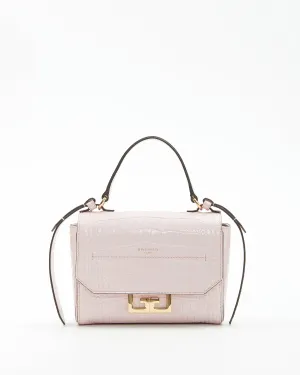 Givenchy Pink Croc Embossed Eden Handle Crossbody Bag