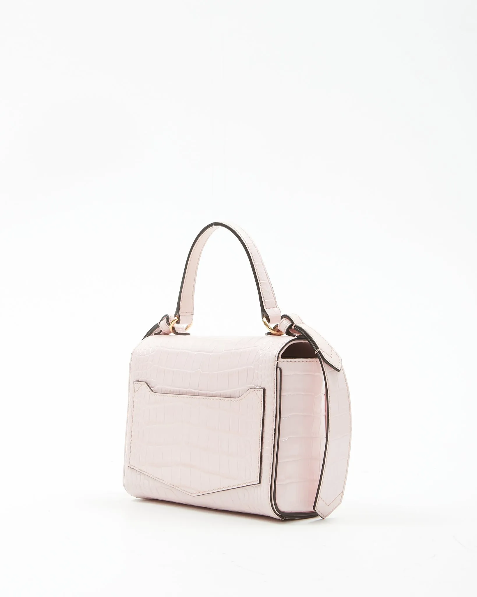Givenchy Pink Croc Embossed Eden Handle Crossbody Bag
