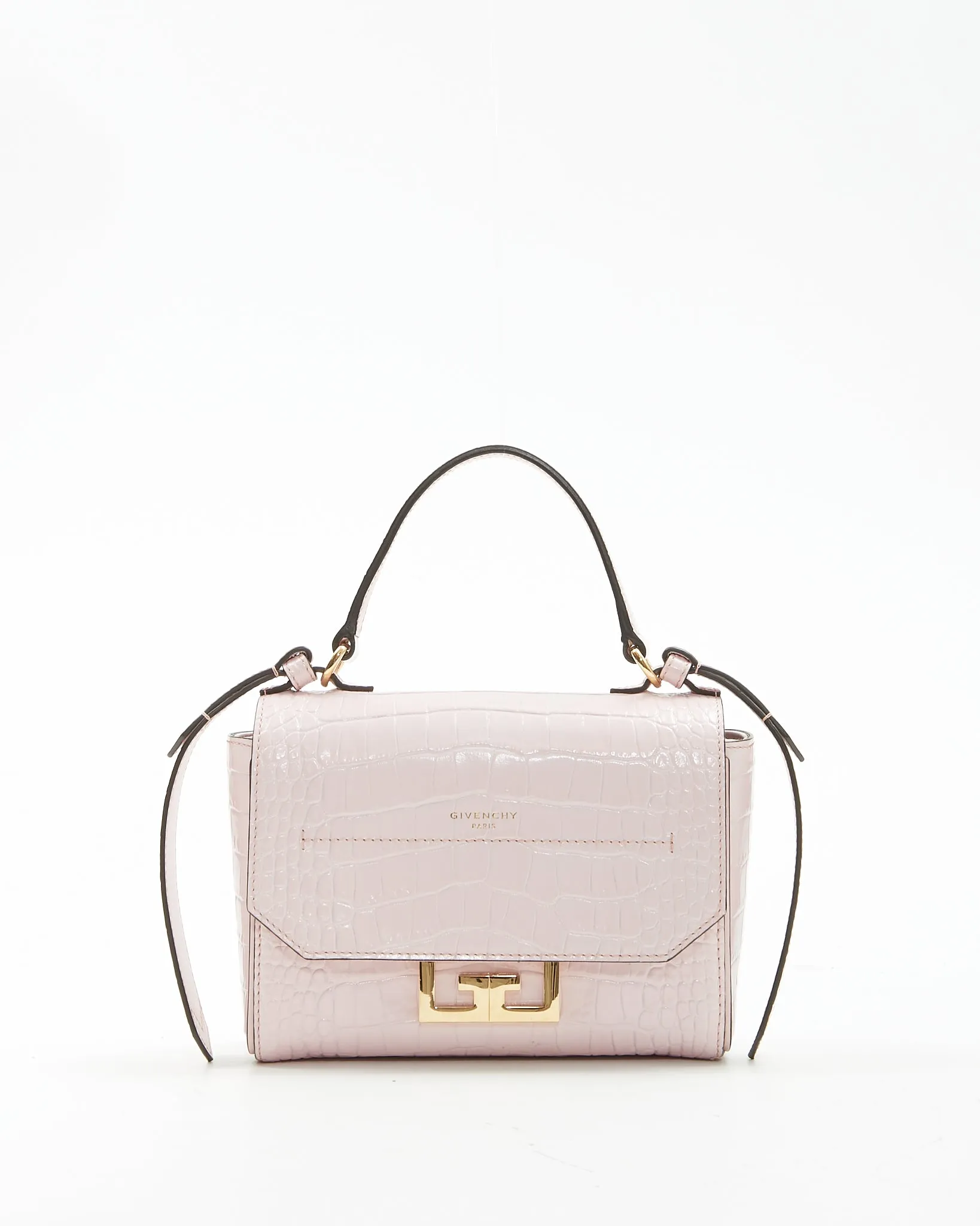Givenchy Pink Croc Embossed Eden Handle Crossbody Bag