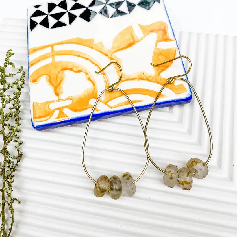 Glass   Brass Earring