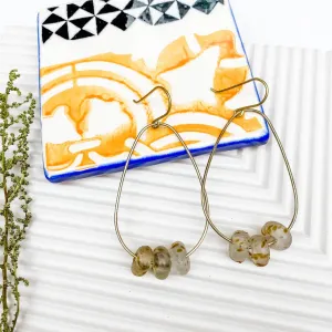 Glass   Brass Earring