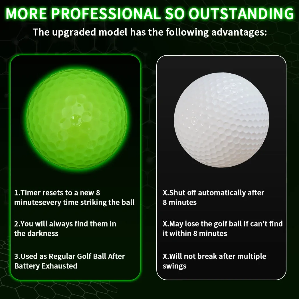 Glow Golf Balls for Night Sports Tournament Fluorescent Glow In The Dark Long Lasting Bright Luminous Night Golf Ball