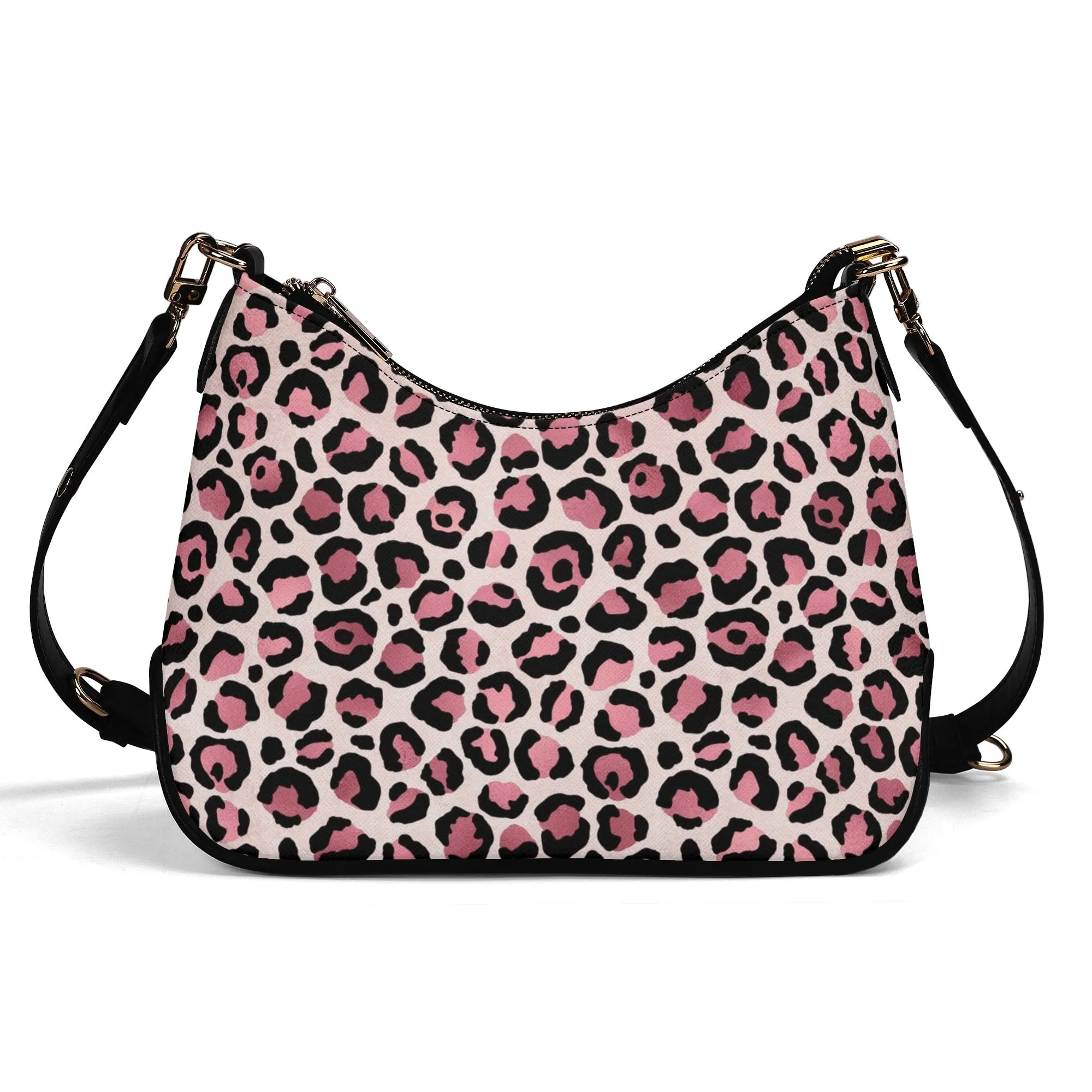 Gold Leopard Pattern Faux Leather Shoulder Bag with Chain Accent