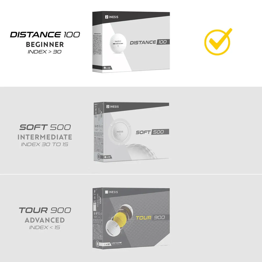GOLF BALLS x12 - INESIS DISTANCE 100