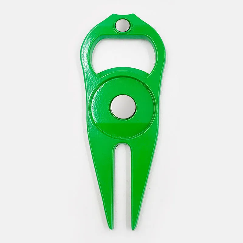 Golf Putting Green Fork Metal Ball Yoke Bottle Opener Ball Marking Turf Tool Gift Black Green