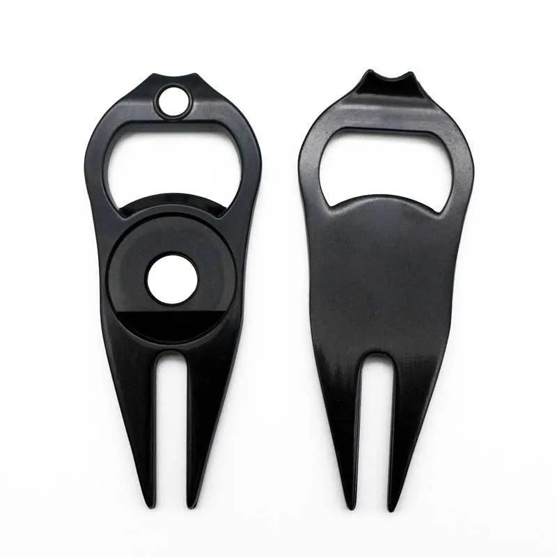 Golf Putting Green Fork Metal Ball Yoke Bottle Opener Ball Marking Turf Tool Gift Black Green