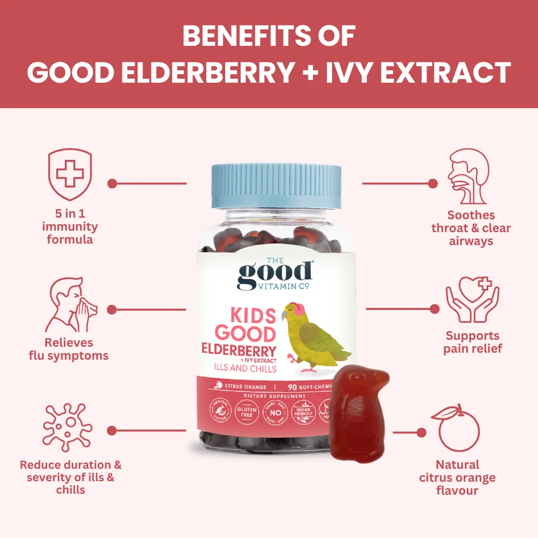 Good Vitamin Gummies Kids Good Elderberry   Ivy Extract (Ills and Chills) 90s