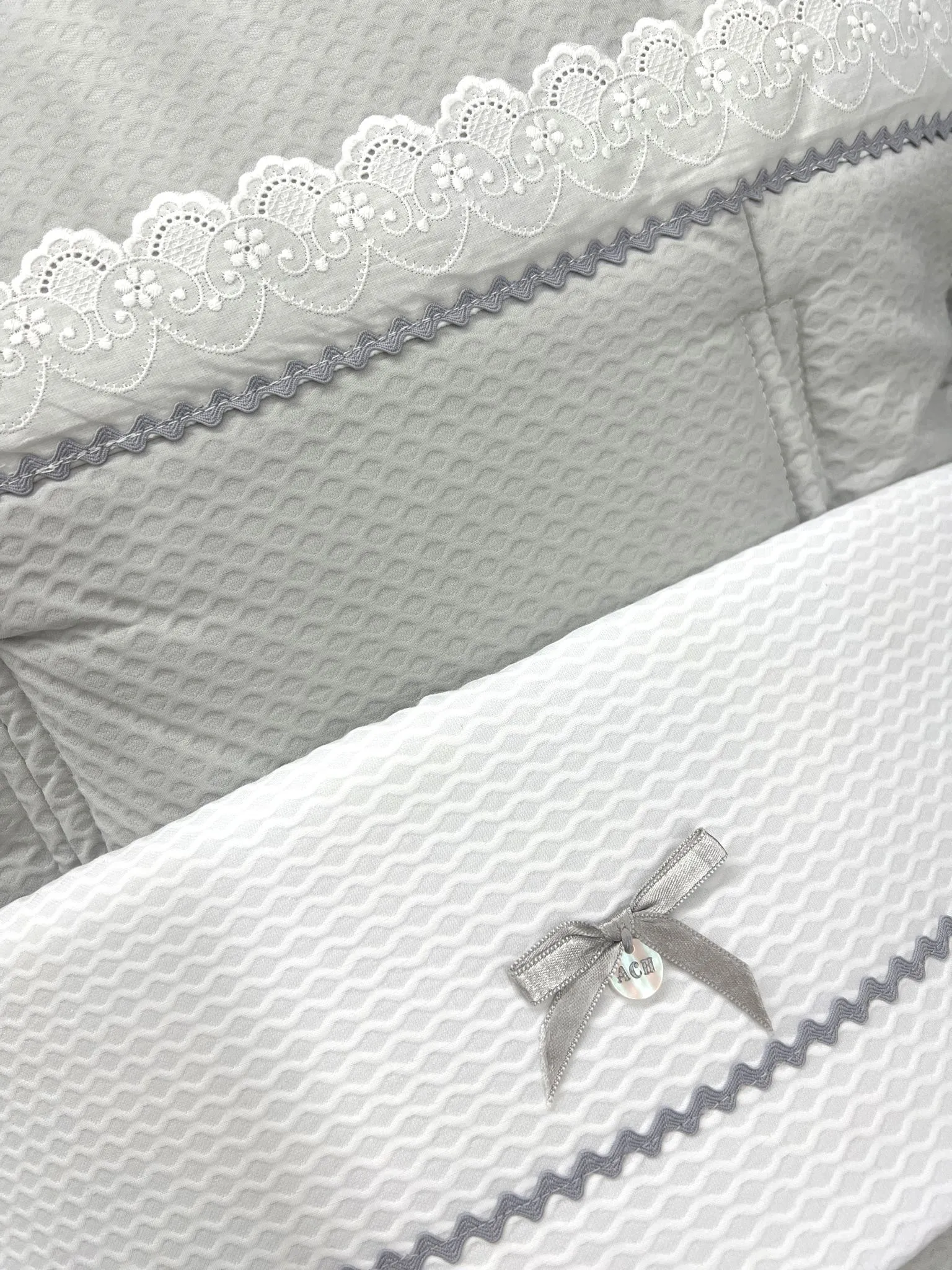 Grey and White car seat footmuff