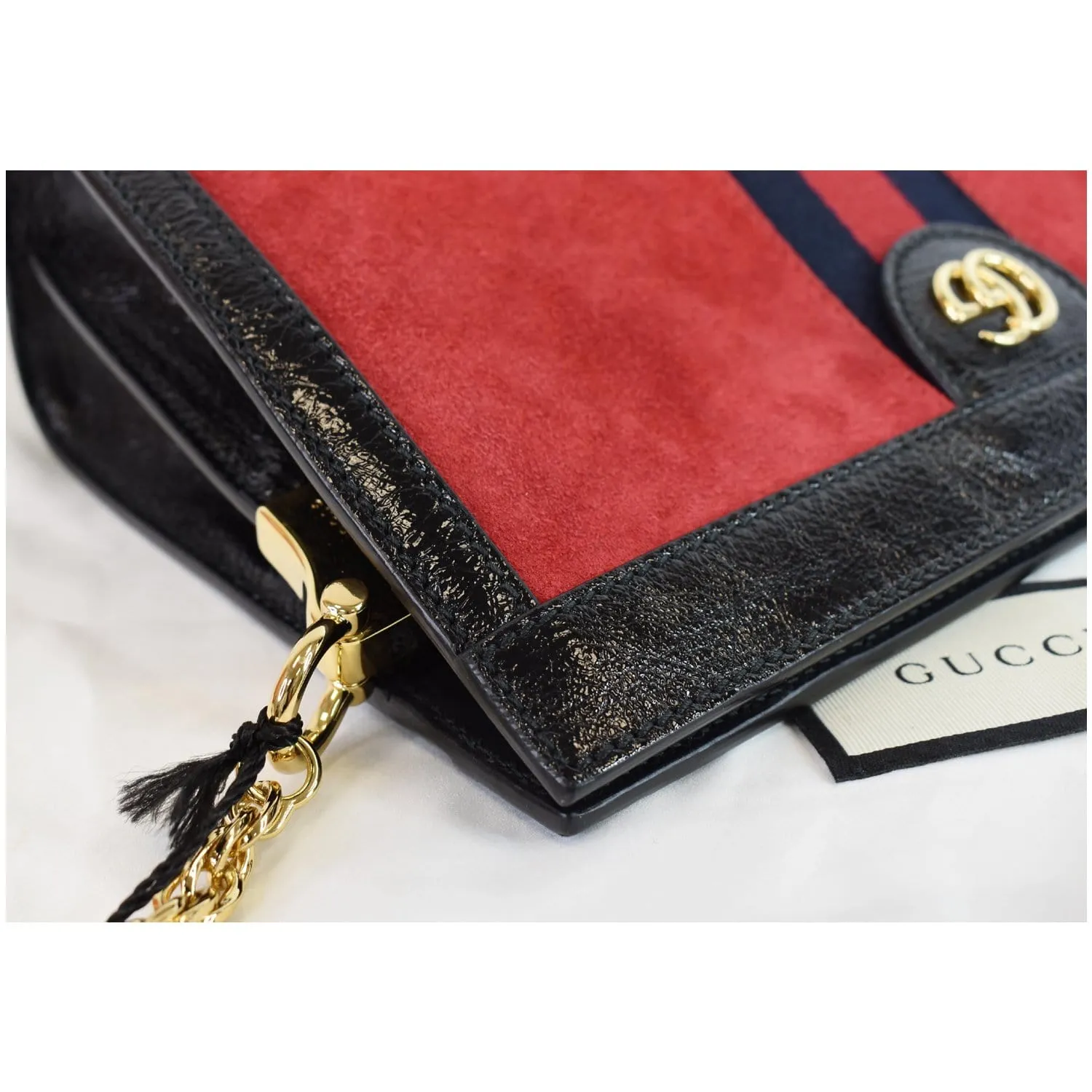 GUCCI Ophidia GG Small Web Suede Leather Shoulder Bag Red 503877 - 20% OFF