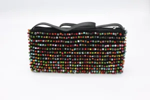 Hand-crocheted Beads Bag - Medium - Hand-painted - Summer Multi/Black