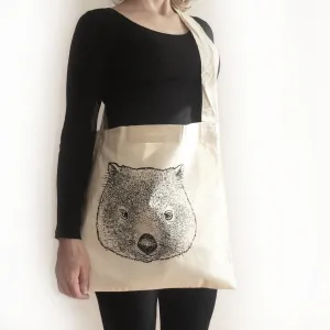 Hand printed joey wombat shopping bag