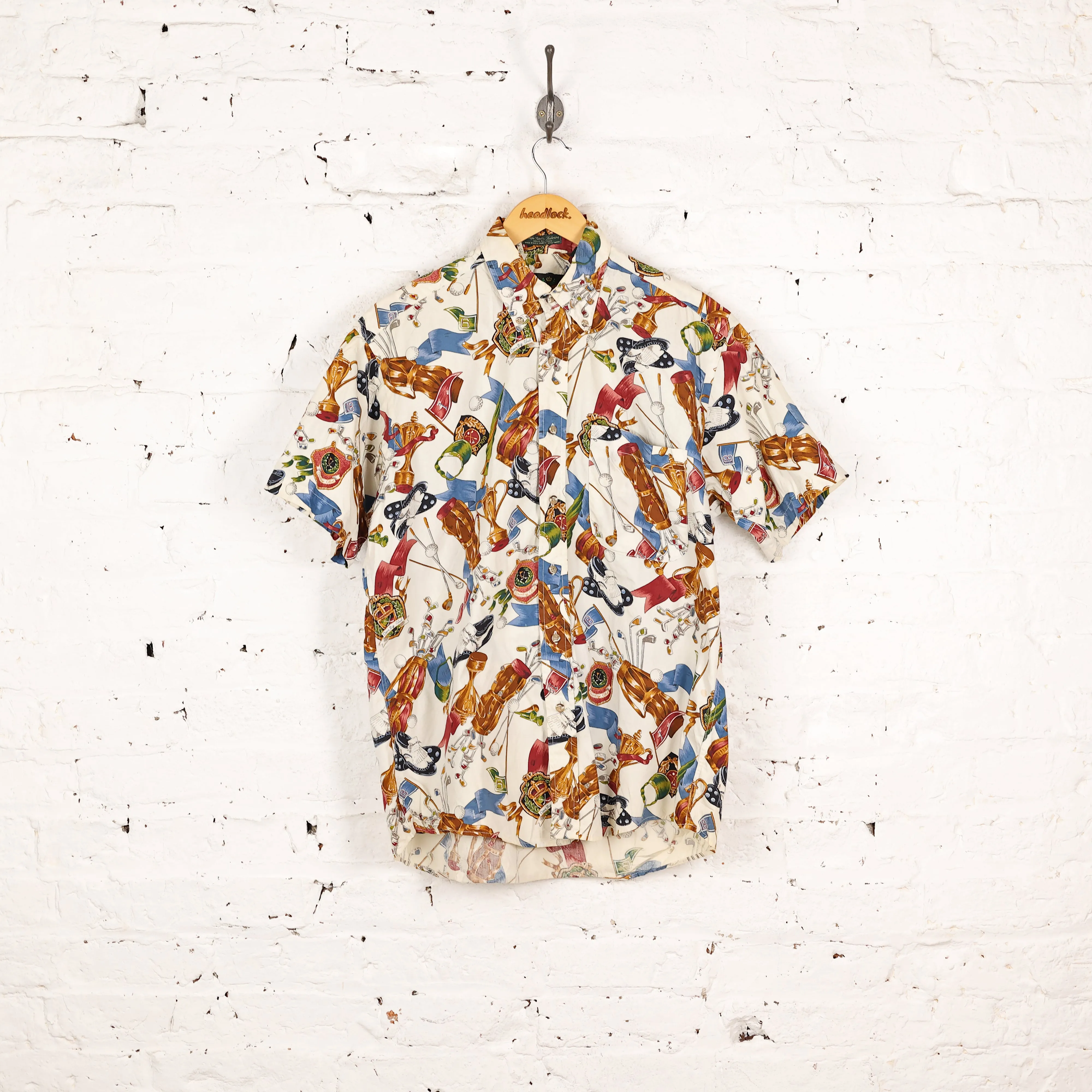 Headlock 90's Golf Pattern Print Shirt - White - S