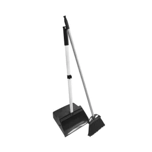 Heavy-Duty Lobby Dustpan with Wheels and Lobby Broom Combo - Sold By The Case
