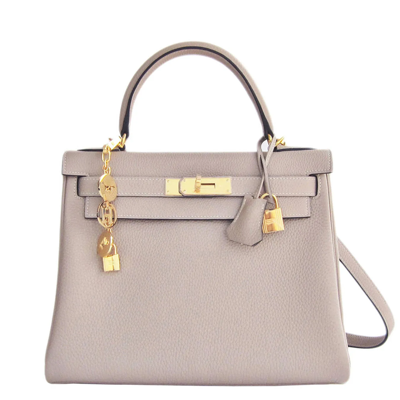 Hermes Gris Tourterelle 28cm Togo Kelly Gold GHW Shoulder Bag
