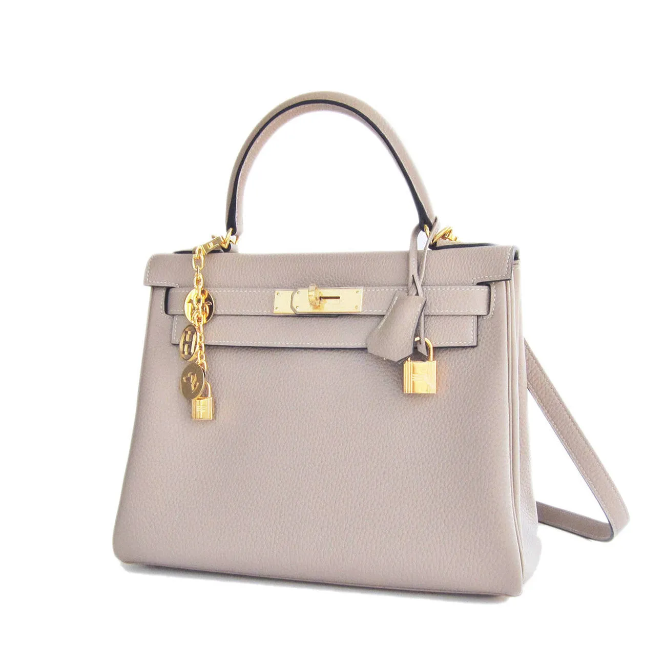 Hermes Gris Tourterelle 28cm Togo Kelly Gold GHW Shoulder Bag
