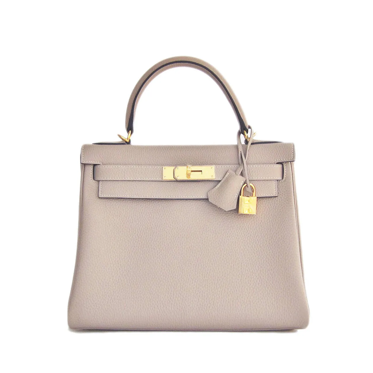 Hermes Gris Tourterelle 28cm Togo Kelly Gold GHW Shoulder Bag