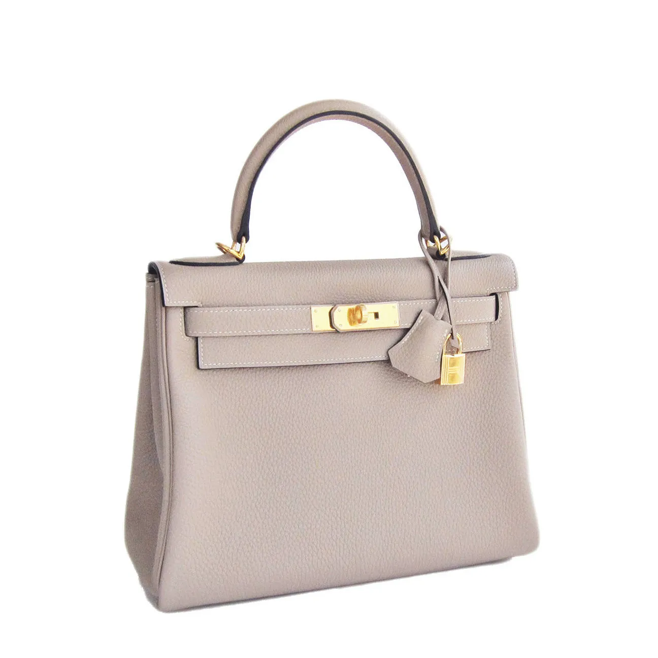 Hermes Gris Tourterelle 28cm Togo Kelly Gold GHW Shoulder Bag