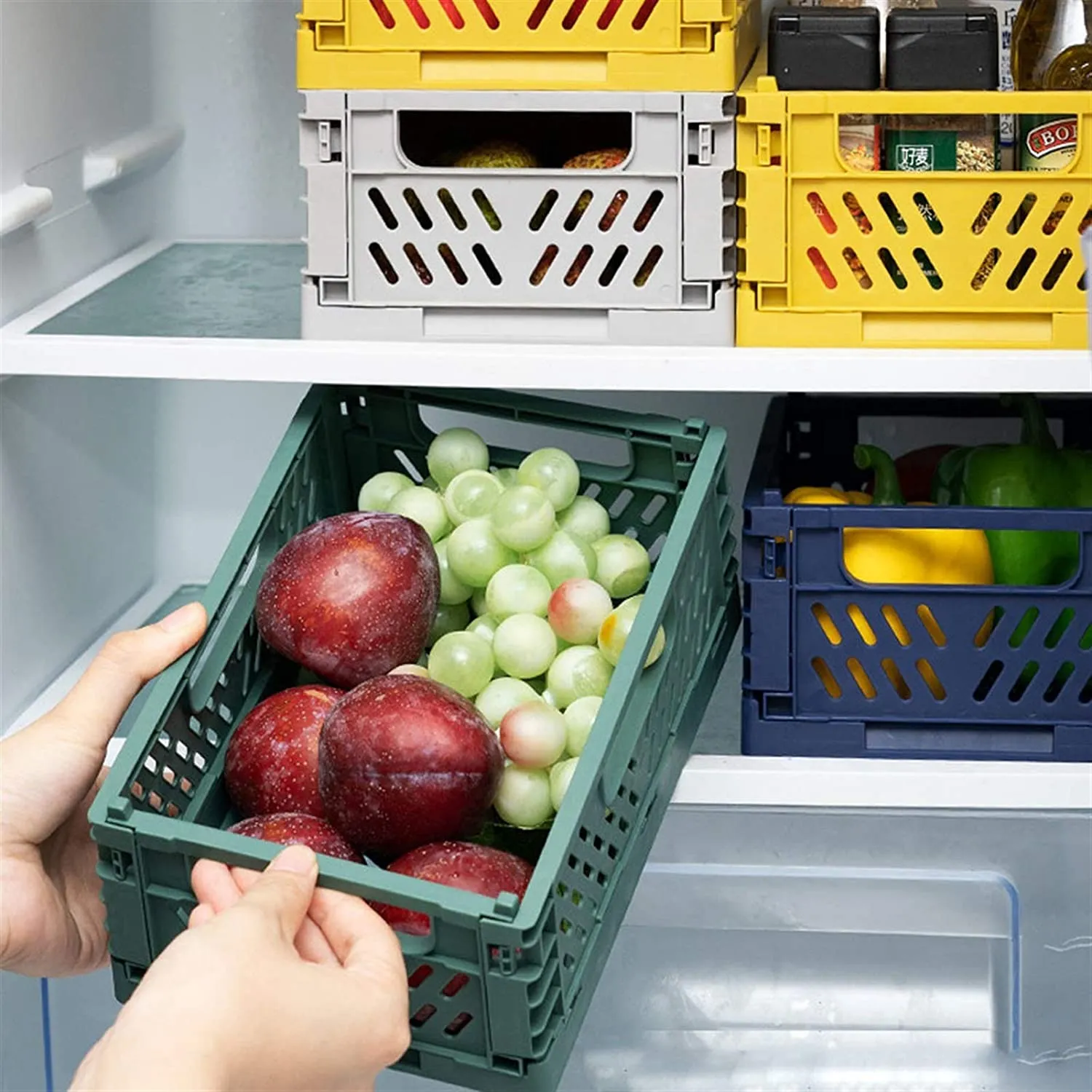 Homlly Collapsible Stackable Storage Crates Basket Box