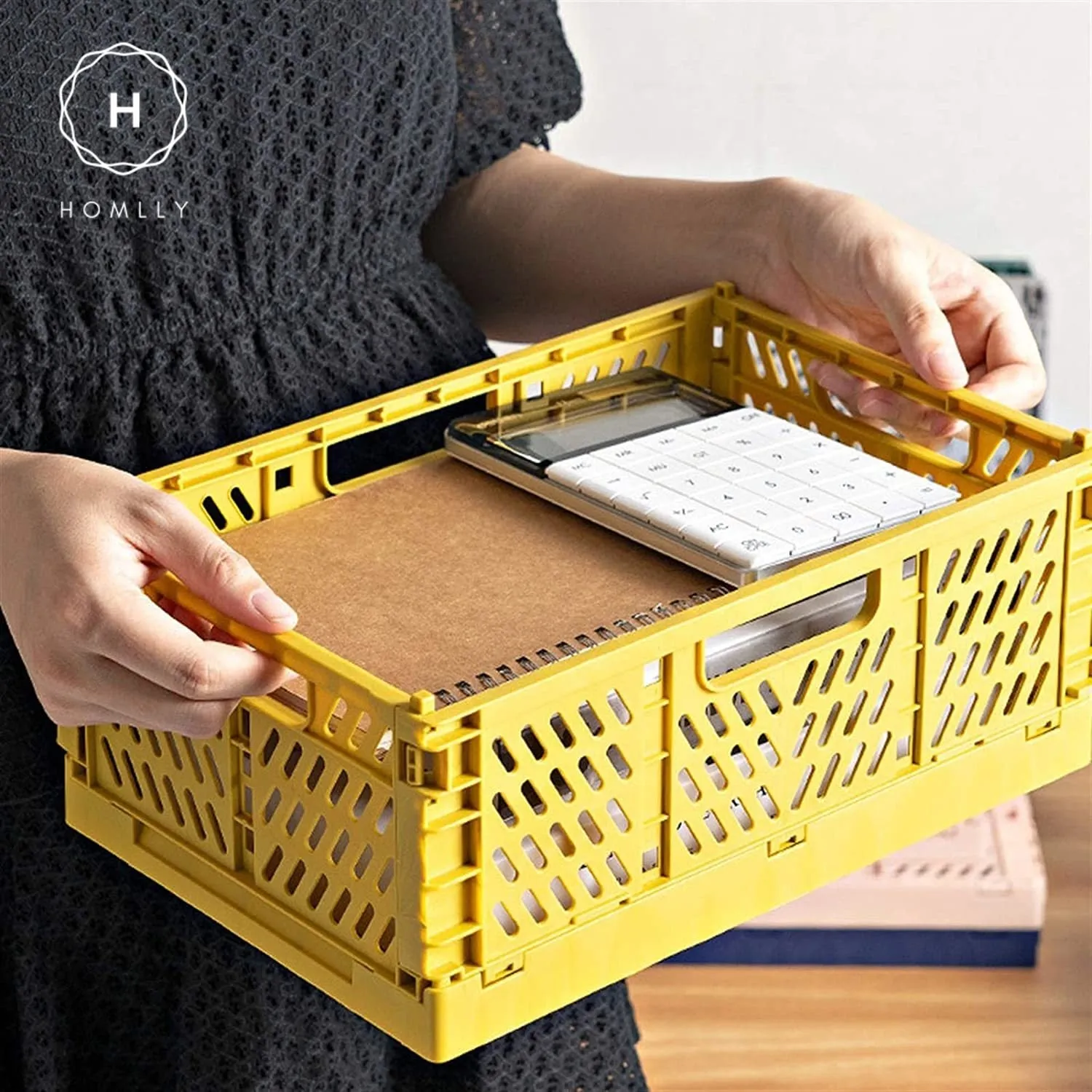 Homlly Collapsible Stackable Storage Crates Basket Box