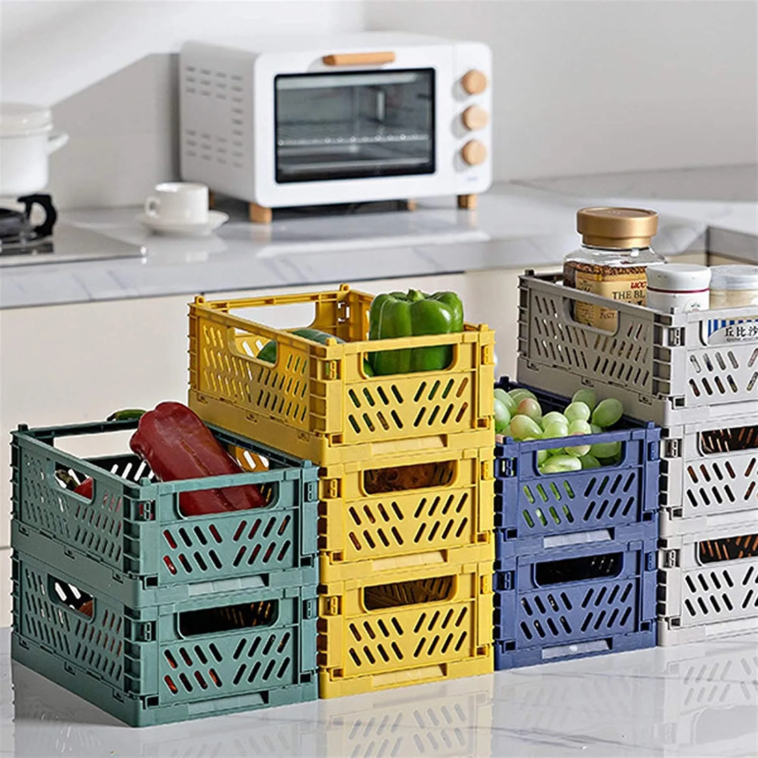 Homlly Collapsible Stackable Storage Crates Basket Box
