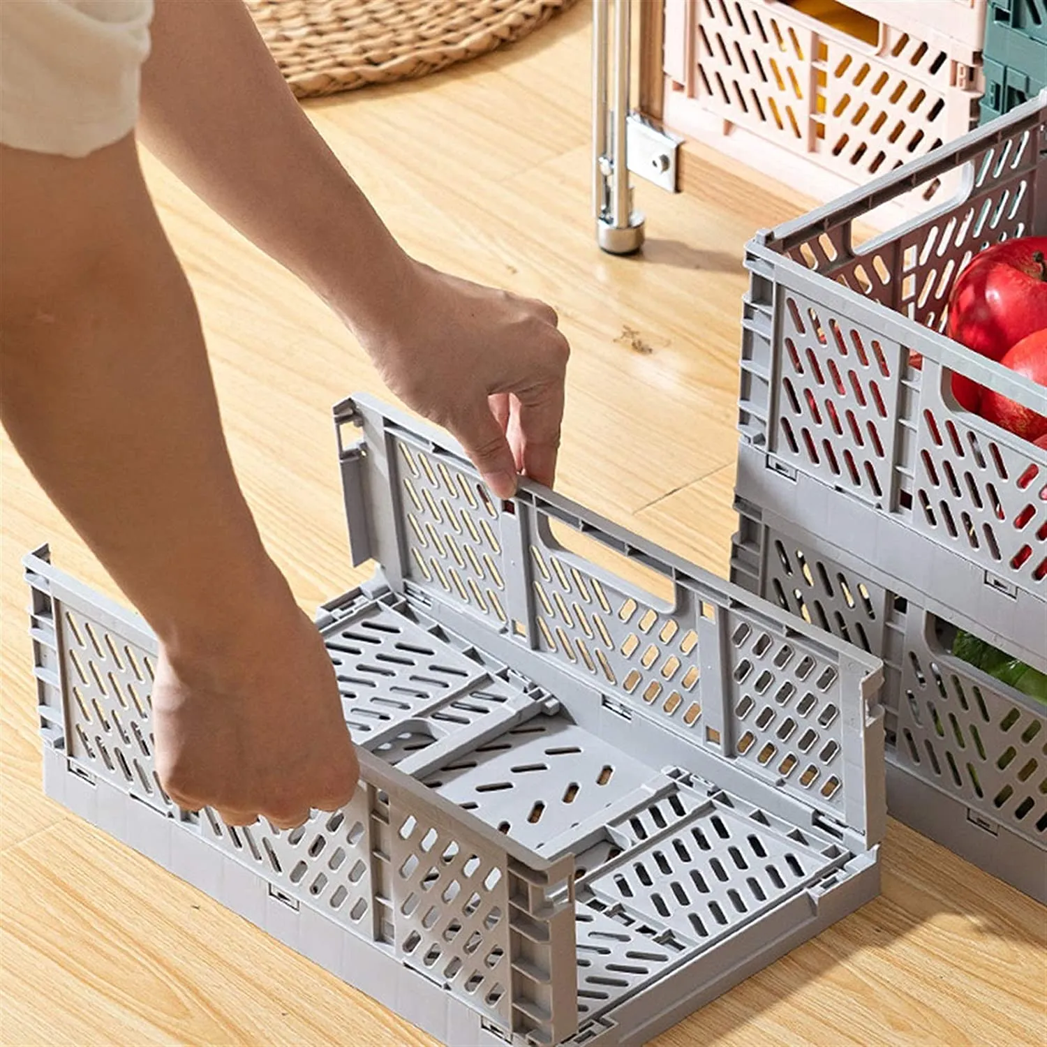 Homlly Collapsible Stackable Storage Crates Basket Box