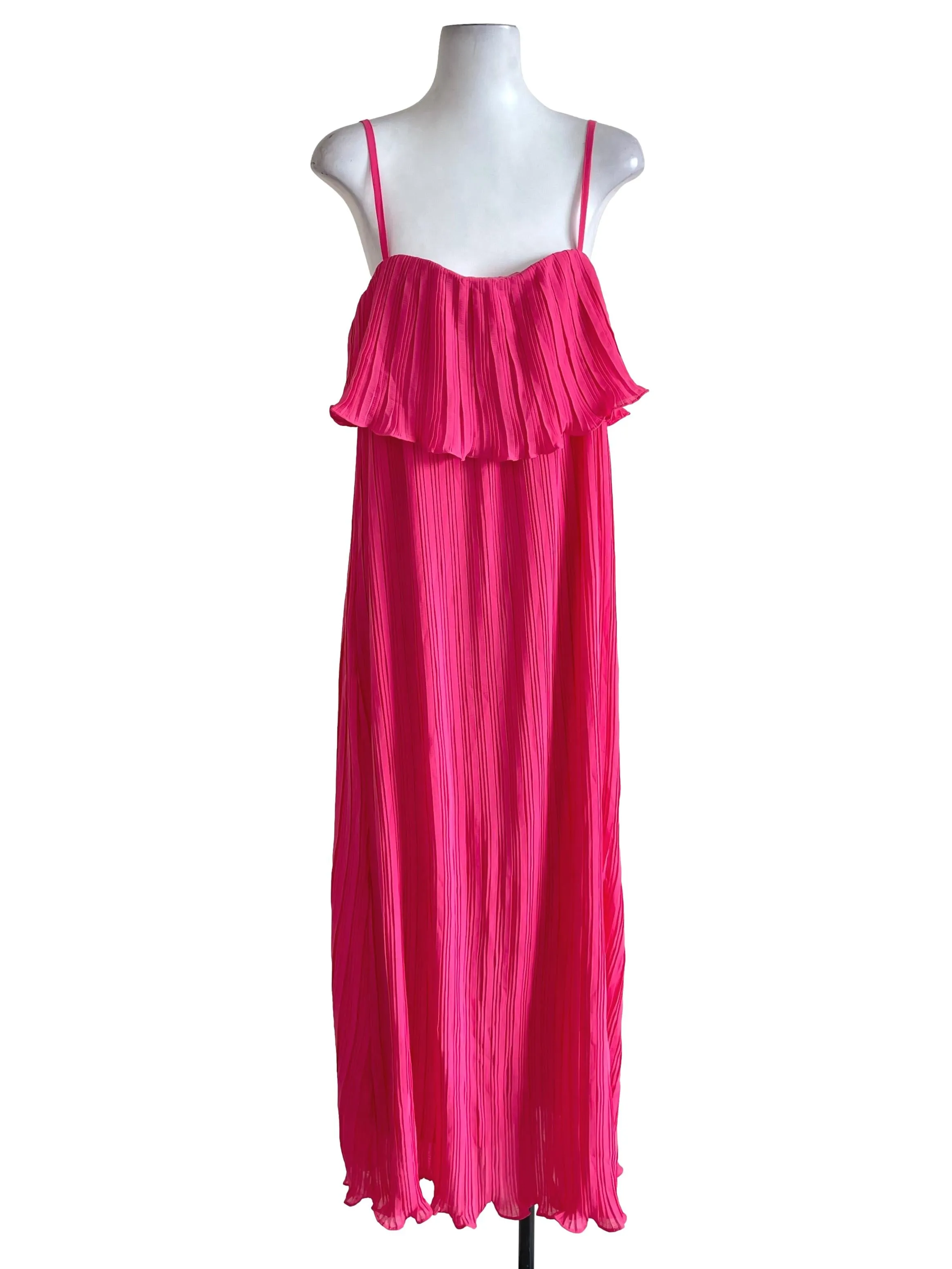 Hot Pink Accordion Cami Dress